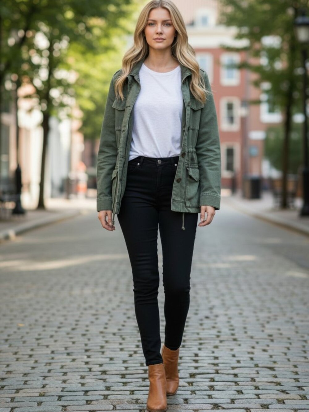 Old Navy Olive Cotton Utility Jacket with Cargo Pockets